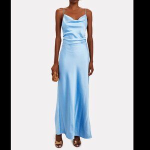 NWT Significant Other Alia Blue Satin Tie Back Maxi Dress Size 6